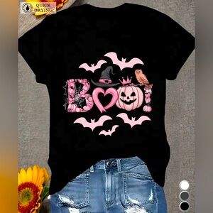Halloween Boo Graphic Short Sleeve T-Shirt